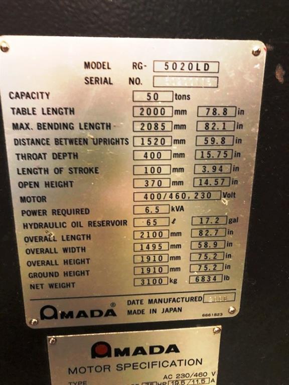 Amada RG-5020LD, Machine ID: 7404